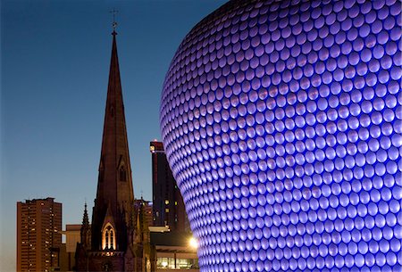 Selfridges and St. Martin's church at dusk, Birmingham, England, United Kingdom, Europe Stock Photo - Rights-Managed, Code: 841-02919604