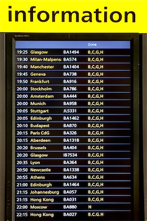 Flight information, Heathrow Airport Terminal 5 in 2008, London, England, United Kingdom, Europe Fotografie stock - Rights-Managed, Codice: 841-02919627