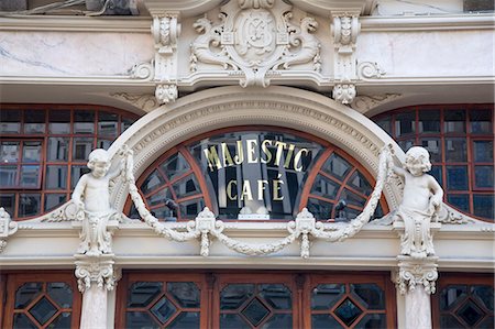 Entrance of the Belle Epoque (Art Nouveau) Cafe Majestic, Rua de Santa Catarina, Oporto, Portugal, Europe Stock Photo - Rights-Managed, Code: 841-02919768