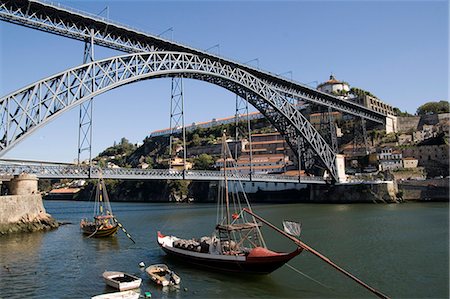 portugal village - Dom Luis 1 bridge over the River Douro, Cais de Ribeira waterfront, with Vila Nova de Gaia opposite, Oporto, Portugal, Europe Stock Photo - Rights-Managed, Code: 841-02919854