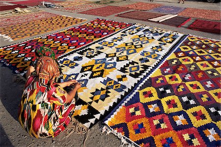 simsearch:841-03483750,k - Carpet market, Old City walls, Bukhara, Uzbekistan, Central Asia, Asia Stock Photo - Rights-Managed, Code: 841-02924187