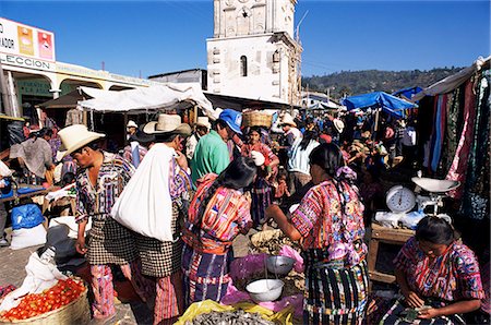 Women in traditional dress in busy Tuesday market, Solola, Guatemala, Central America Stock Photo - Rights-Managed, Code: 841-02924421