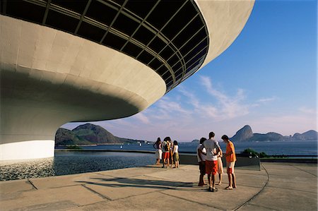 simsearch:841-06447625,k - People looking at view across bay to Rio from Museo de Arte Contemporanea, by Oscar Niemeyer, Rio de Janeiro, Brazil, South America Stock Photo - Rights-Managed, Code: 841-02924498