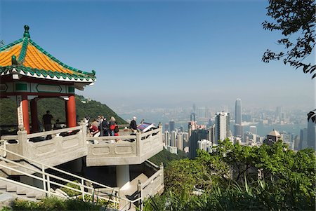 people looking out skyscraper - Lookout over the city skyline from Victoria Peak, Hong Kong, China, Asia Stock Photo - Rights-Managed, Code: 841-02924926