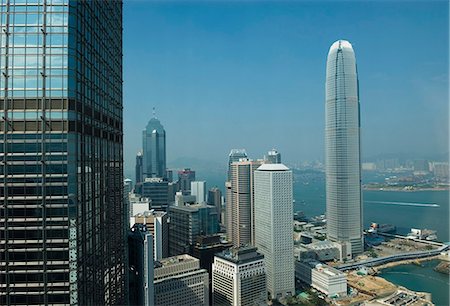 Vue aérienne de la centrale, l'île de Hong Kong, deux IFC bâtiment sur la droite, Hong Kong, Chine, Asie Photographie de stock - Rights-Managed, Code: 841-02924977