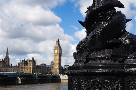 Lamp post with fish entwined design opposite the Houses of Parliament, Westminster, London, England, United Kingdom, Europe Stock Photo - Rights-Managed, Code: 841-02924989