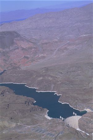 Vue aérienne du barrage Hoover et lac Mead, Nevada, États-Unis d'Amérique, Amérique du Nord Photographie de stock - Rights-Managed, Code: 841-02925333
