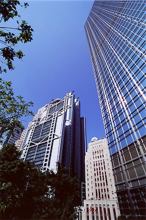 simsearch:841-03518326,k - H.S.B.C. Building on left, old Bank of China Building in centre, and Cheung Kong Center on right, Central, Hong Kong Island, Hong Kong, China, Asia Foto de stock - Con derechos protegidos, Código: 841-02925379