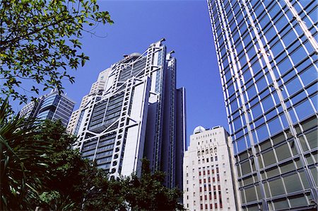 simsearch:841-02925372,k - H.S.B.C. Building on left, old Bank of China Building in centre, and Cheung Kong Center on right, Central, Hong Kong Island, Hong Kong, China, Asia Stock Photo - Rights-Managed, Code: 841-02925380