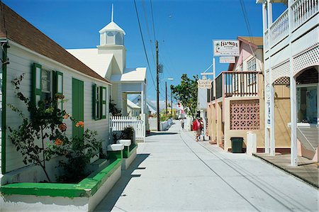 Quiet street scene, New Plymouth, Green Turtle Cay, Bahamas, West Indies, Central America Stock Photo - Rights-Managed, Code: 841-02925792