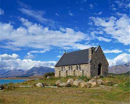 simsearch:841-02920132,k - The Church of the Good Shepherd on the shores of Lake Tekapo in the South Island, New Zealand, Pacific Foto de stock - Con derechos protegidos, Código: 841-02920068