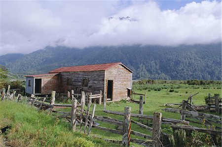 Woolshed, Arthur's Pass road, Canterbury, South Island, New Zealand, Pacific Foto de stock - Con derechos protegidos, Código: 841-02920103