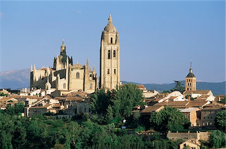 segovia - View to cathedral from north, Segovia, Castile and Leon, Spain, Europe Foto de stock - Con derechos protegidos, Código: 841-02920342