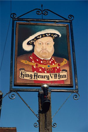 King Henry VIII pub sign, Hever, Kent, England, United Kingdom, Europe Foto de stock - Con derechos protegidos, Código: 841-02920357