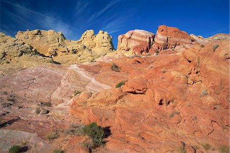 Multi coloured sandstone rock formations in the Valley of Fire State Park, Nevada, United States of America, North America Stock Photo - Rights-Managed, Code: 841-02920400