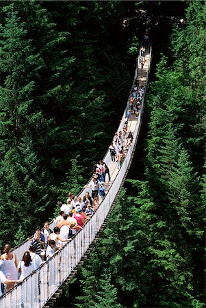 photo of crowd on bridges - The Capilano Suspension Bridge, Vancouver, British Columbia (B.C.), Canada, North America Stock Photo - Rights-Managed, Code: 841-02920685