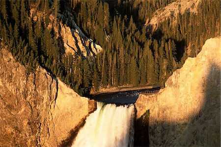 Top of the Lower Falls from Lookout Point at sunrise, Grand Canyon of the Yellowstone, Yellowstone National Park, UNESCO World Heritage Site, Wyoming, United States of America, North America Stock Photo - Rights-Managed, Code: 841-02920740