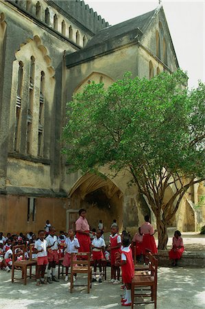 Open air class, Church of Christ, Zanzibar, Tanzania, East Africa, Africa Foto de stock - Con derechos protegidos, Código: 841-02921123