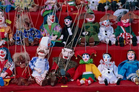 Marionette puppets for sale, Prague, Czech Republic, Europe Fotografie stock - Rights-Managed, Codice: 841-02921168