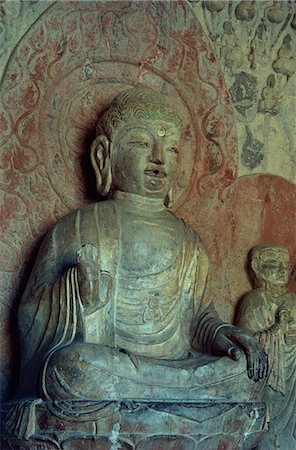 Buddha, Cave N.9, Tang Dynasty, completed 680AD, Longmen Buddhist Caves, UNESCO World Heritage Site, China, Asia Stock Photo - Rights-Managed, Code: 841-02923963