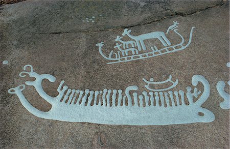 préhistorique - Gravures rupestres de l'âge du bronze datant entre 1500 et 1000 avant JC, Bohuslan, Tanum, patrimoine mondial de l'UNESCO, Suède, Scandinavie, Europe Photographie de stock - Rights-Managed, Code: 841-02923977