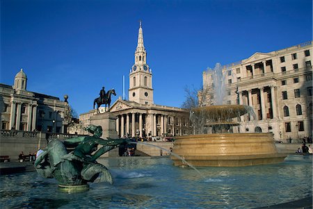 Fontaines, statues et architecture de Trafalgar Square, y compris Saint-Martin dans le champs, Londres, Royaume-Uni, Europe Photographie de stock - Rights-Managed, Code: 841-02944016