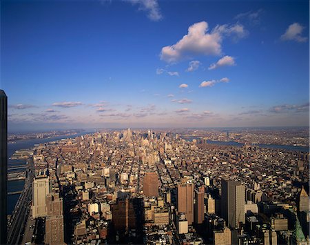 Aerial view over Manhattan skyline, looking uptown from the World Trade Centre, pre 11 September 2001, New York City, United States of America, North America Stock Photo - Rights-Managed, Code: 841-02944366