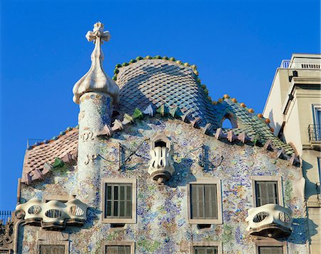 The Casa Batllo, a Gaudi house, in Barcelona, Cataluna, Spain, Europe Stock Photo - Rights-Managed, Code: 841-02944385