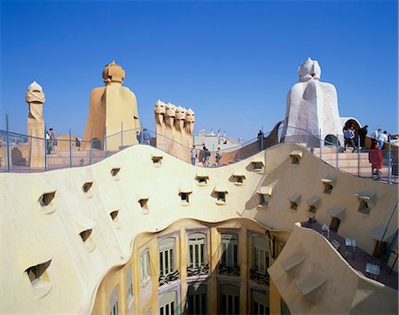 The Casa Mila, a Gaudi house, UNESCO World Heritage Site, in Barcelona, Cataluna, Spain, Europe Stock Photo - Rights-Managed, Code: 841-02944387