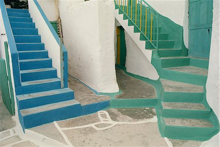 Detail of painted blue and green steps on Ios, Cyclades Islands, Greek Islands, Greece, Europe Stock Photo - Rights-Managed, Code: 841-02944555