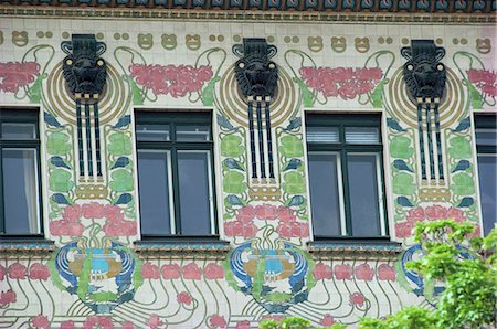 Detail of house decoration, Secessionist, Otto Wagner, Wienzele Street, Vienna, Austria, Europe Stock Photo - Rights-Managed, Code: 841-02944613