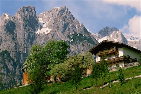 Typical chalet, with mountains behind, in the Werfern area of Austria, Europe Stock Photo - Rights-Managed, Code: 841-02944636
