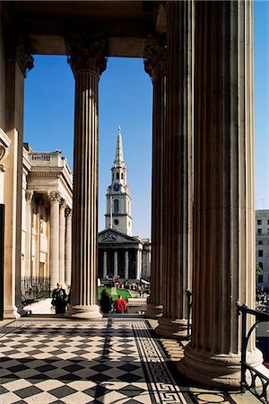 View from the National Gallery of St. Martin in the Fields, Trafalgar Square, London, England, United Kingdom, Europe Stock Photo - Rights-Managed, Code: 841-02944702