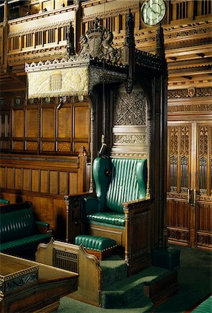 Interior of the Commons chamber, Houses of Parliament, Westminster, London, England, United Kingdom, Europe Foto de stock - Con derechos protegidos, Código: 841-02944728