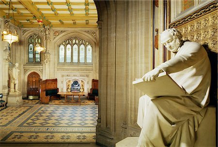 Lower waiting hall with statue of the architect Barry, House of Commons, Houses of Parliament, Westminster, London, England, United Kingdom, Europe Stock Photo - Rights-Managed, Code: 841-02944732