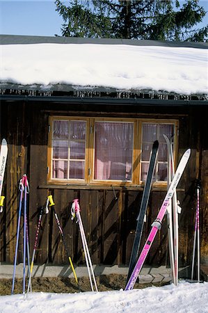 pictures of wooden skis - Skis outside wooden building, Gola, Norway, Scandinavia, Europe Stock Photo - Rights-Managed, Code: 841-02944741