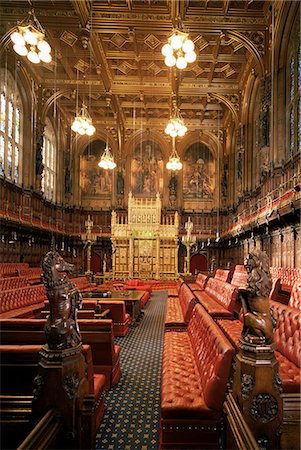 parliament of england interior - The Lords Chamber, House of Lords, Houses of Parliament, Westminster, London, England, United Kingdom, Europe Stock Photo - Rights-Managed, Code: 841-02944752