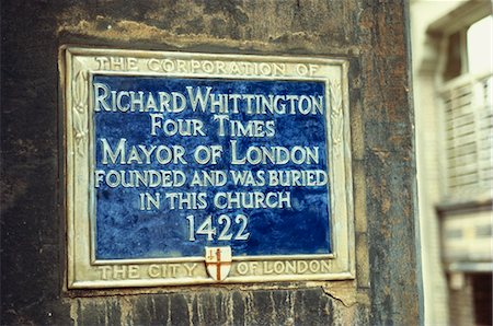 simsearch:841-02919512,k - Plaque commemorating Richard Whittington, Church of St. Michael, Paternoster Royal, London, England, United Kingdom, Europe Foto de stock - Con derechos protegidos, Código: 841-02944940