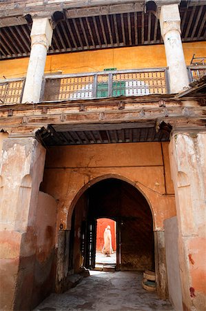 View out from courtyard with figure walking by, Marrakech, Morrocco, North Africa, Africa Stock Photo - Rights-Managed, Code: 841-02945295