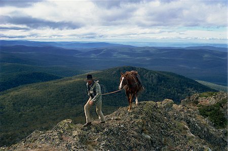 The man from Snowy Mountains and his horse, Australia, Pacific Stock Photo - Rights-Managed, Code: 841-02945436