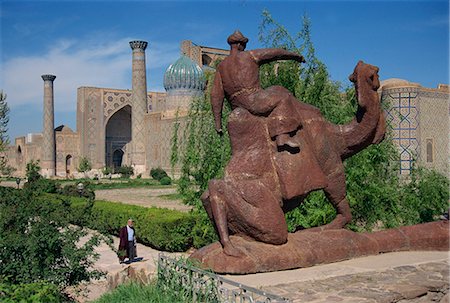samarkand city uzbekistan - View of Registan with statue of camel, Samarkand, Uzbekistan, Central Asia, Asia Stock Photo - Rights-Managed, Code: 841-02945736
