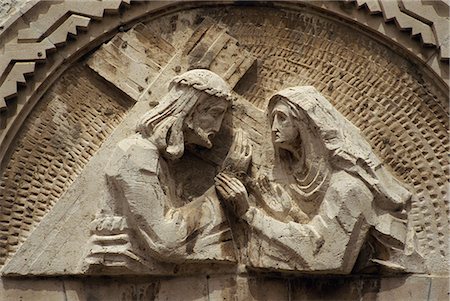 Sculpture at the 4th Station of the Cross on the Via Dolorosa, in the Old City of Jerusalem, Israel, Middle East Stock Photo - Rights-Managed, Code: 841-02945867