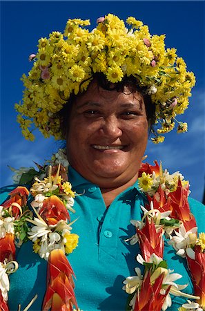 rarotonga - Frau kommt mit dem Flugzeug, geschmückt mit Blumen, Rarotonga, Cook-Inseln, Pazifik Stockbilder - Lizenzpflichtiges, Bildnummer: 841-02946013