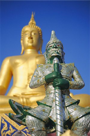 simsearch:841-02903683,k - Giant statue of Buddha and guard, Koh Samui, Thailand, Asia Stock Photo - Rights-Managed, Code: 841-02946087