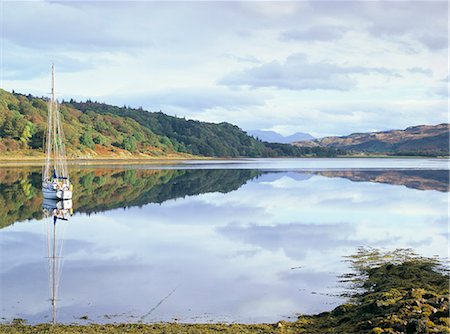 Yacht on Loch Feochan in autumn, Argyll and Bute, Scotland, United Kingdom, Europe Stock Photo - Rights-Managed, Code: 841-02946190