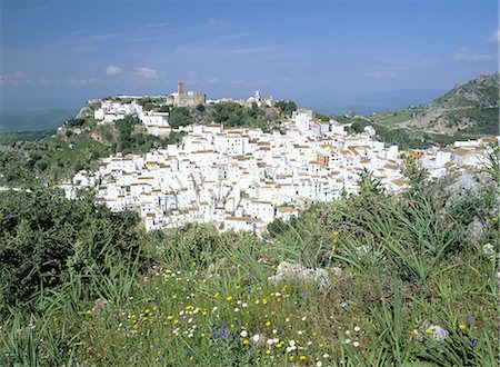 simsearch:841-02920461,k - Wild flowers and white village with Moorish castle, perched on mountainside, Casares, Malaga, Costa del Sol, Andalucia (Andalusia), Spain, Europe Stock Photo - Rights-Managed, Code: 841-02946209