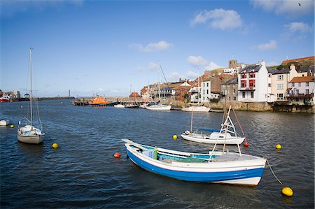 simsearch:841-02946267,k - Boats in River Esk harbour and quayside buildings of old town, Whitby, Heritage Coast of North East England, North Yorkshire, England, United Kingdom, Europe Stock Photo - Rights-Managed, Code: 841-02946261