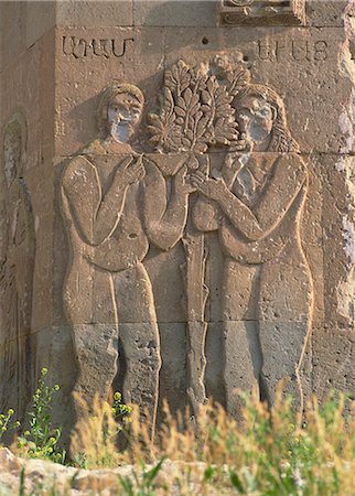 Relief of Adam and Eve on Armenian church, built in 915 AD, Akdamar Island, Lake Van, Anatolia, Turkey, Asia Minor, Eurasia Stock Photo - Rights-Managed, Code: 841-02946479