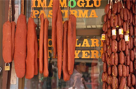 Sausages and local pastrami, Kaysari, Anatolia, Turkey, Asia Minor, Eurasia Stock Photo - Rights-Managed, Code: 841-02946575