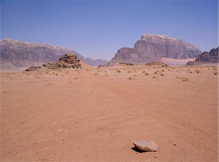 environmental wastelands - Arid landscape, Wadi Rum, Jordan, Middle East Stock Photo - Rights-Managed, Code: 841-02946599